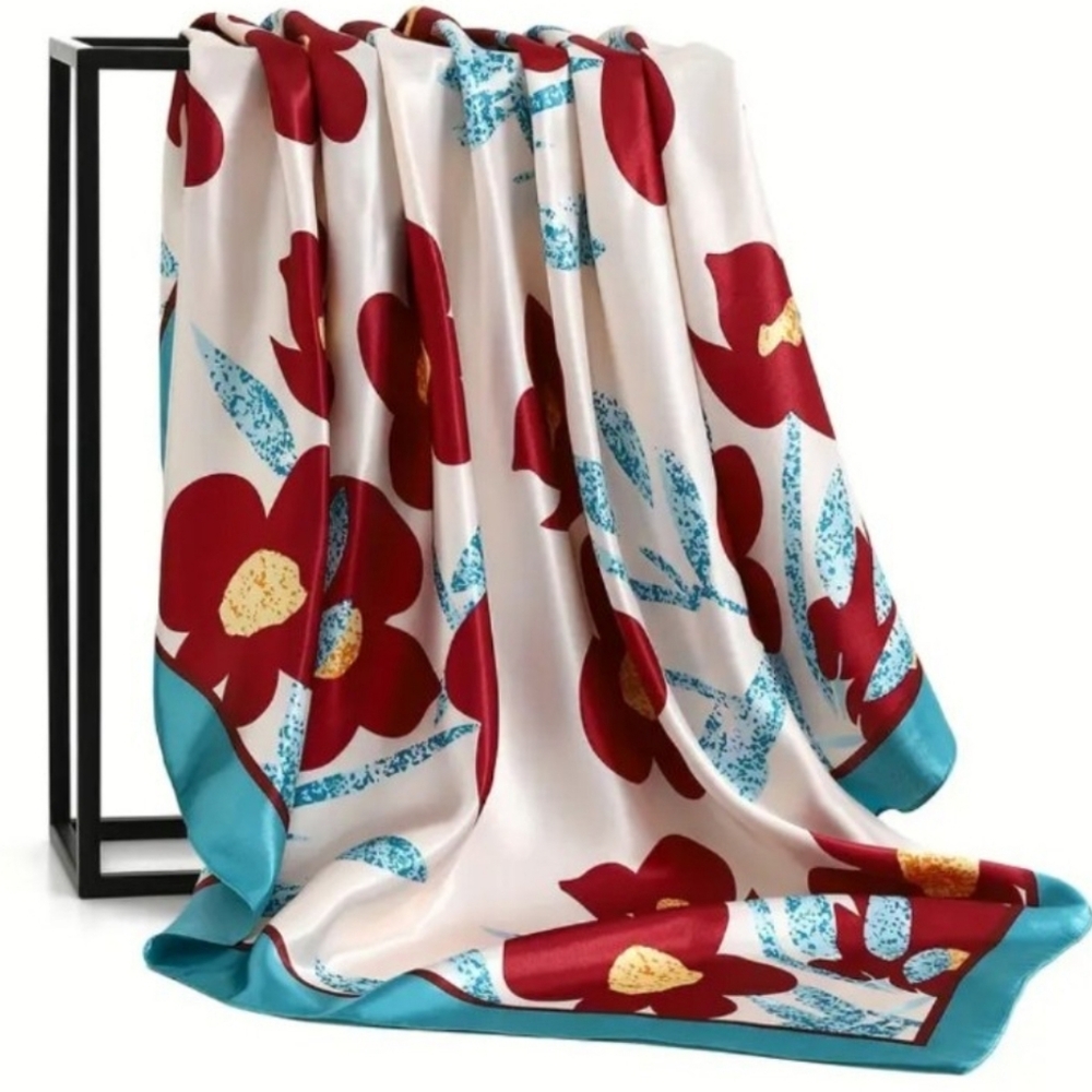 🐎NEW! Beautiful Floral Silk Scarf OS